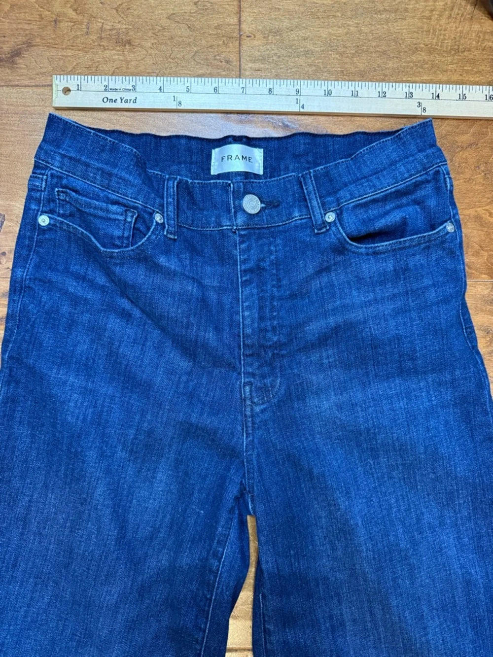 FRAME Le High Wide Leg Crop Jeans Dark Wash Size 30 - Picture 2 of 10